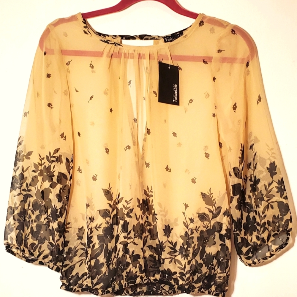 Sheer Blouse with open back